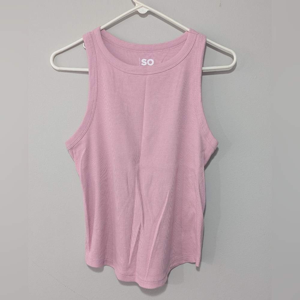 Women's SO BRAND Pink Tank Top Size Large Ribbed Cropped